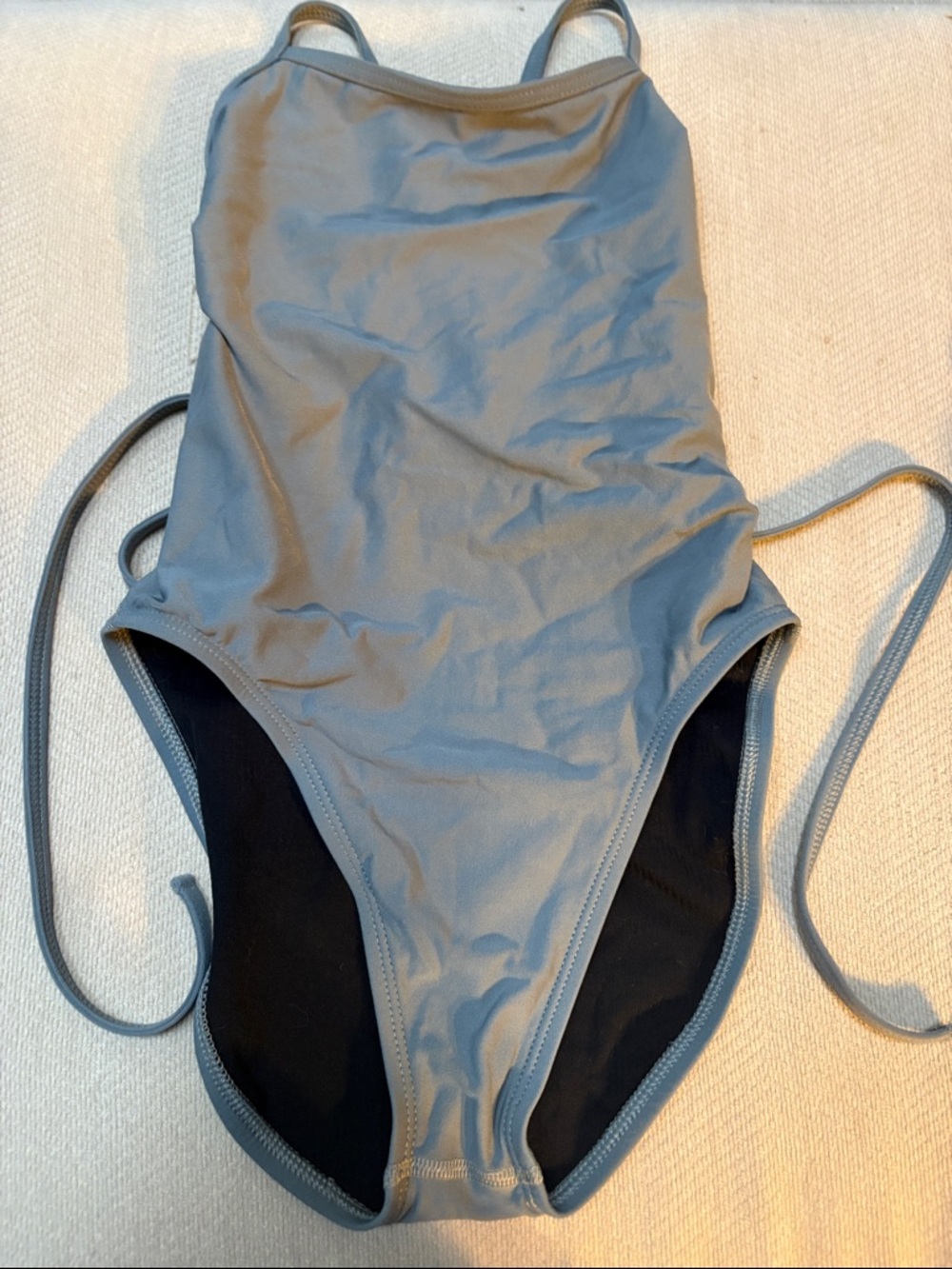 Jolyn Clothing Gray One-Piece Swimsuit with Black Lining